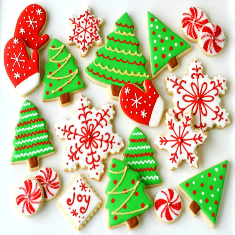 KENIAO рождественские формочки для печенья-Снежинка, карамельный тростник, Рождественская елка, звезда, пряники бисквит Фондант Формочки-нержавеющая сталь