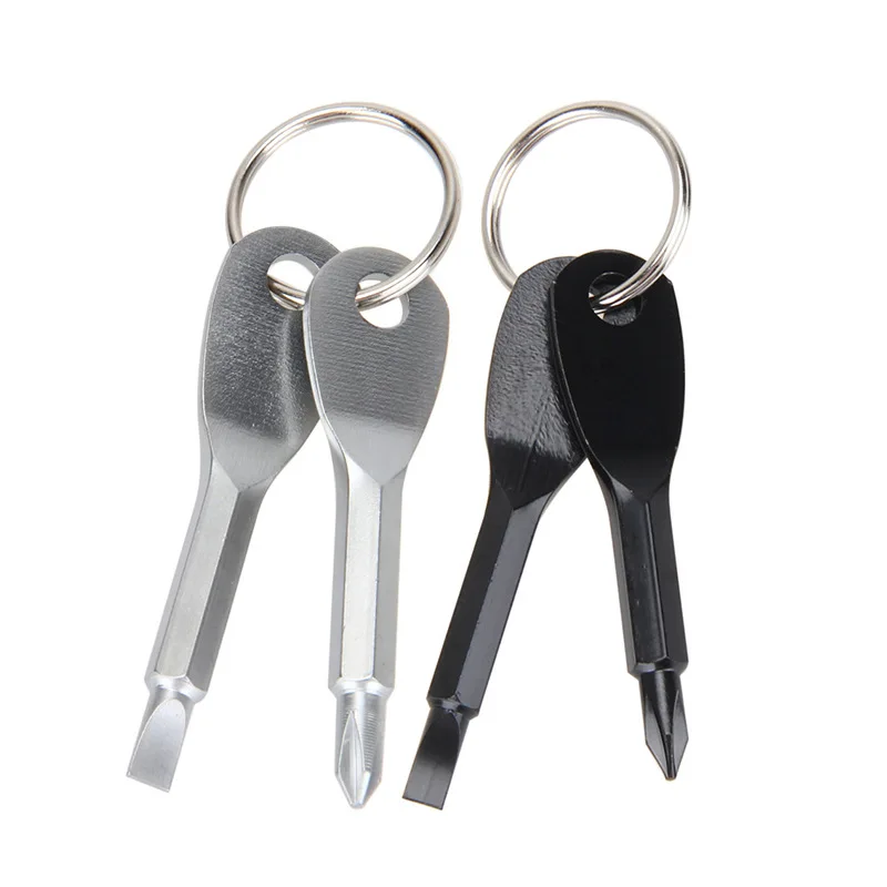 

Portable Flathead Screwdriver and phillips Screwdriver Key Multi Tool Keyring EDC Set Outdoor Portable Mini Pocket Tool