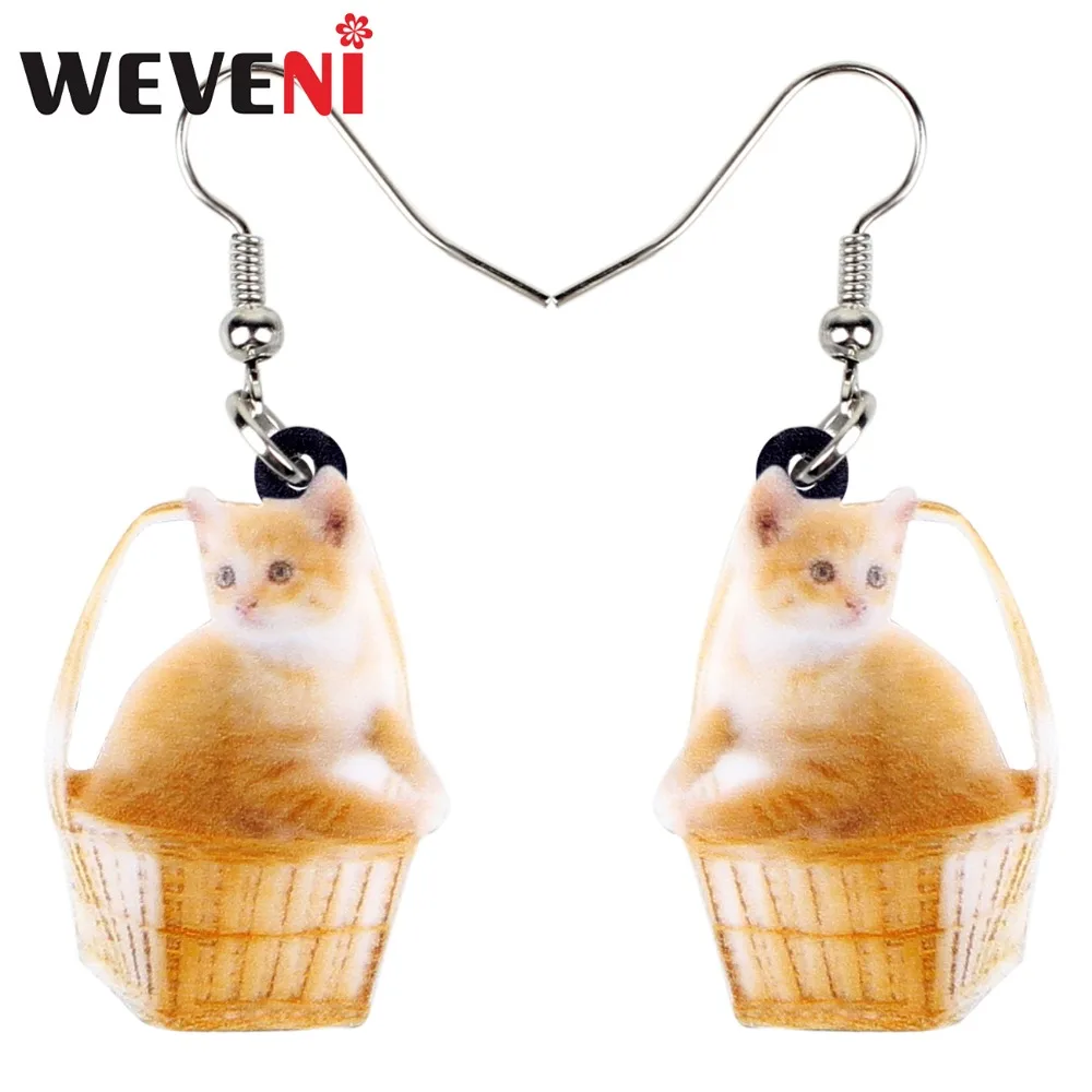 WEVENI аксессуары акриловая корзина милых оранжевых кошек и котят висячие серьги