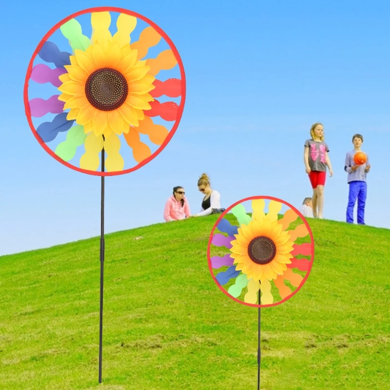 Красочные новый Стиль ветряная мельница в виде подсолнечника Юла ветра счетчик дома дворовый садовый Декор дети ребенок ToyRamadan фестиваль