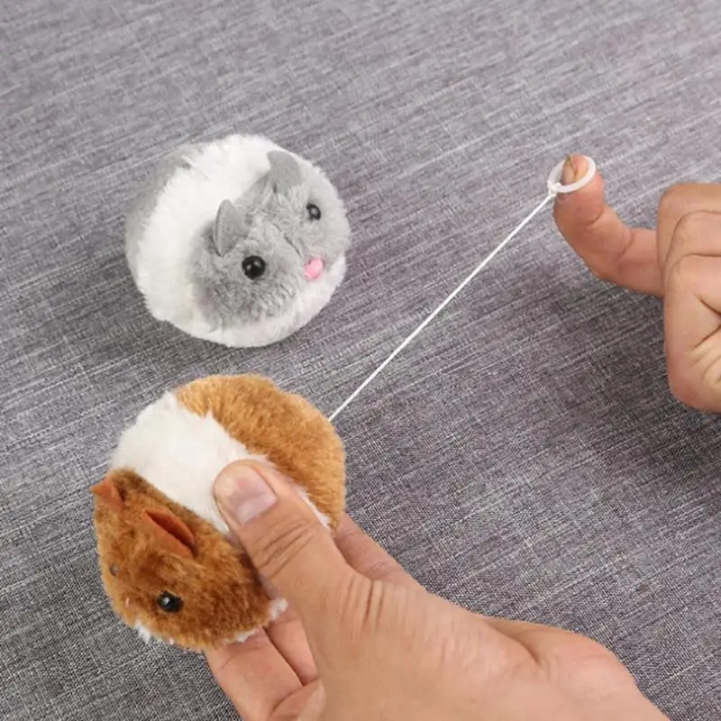 

Cute Pull Line Vibrate Little Fat Rat Simulated Plush Cat Vibration Mouse Interactive Toys Plush Toy for children Random Color