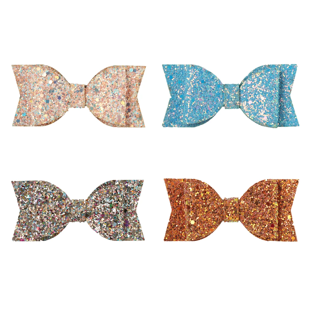 17pcs/lot 3.5" Sequin Hair Bows Shiny Pink Bow Knot Without Clips DIY