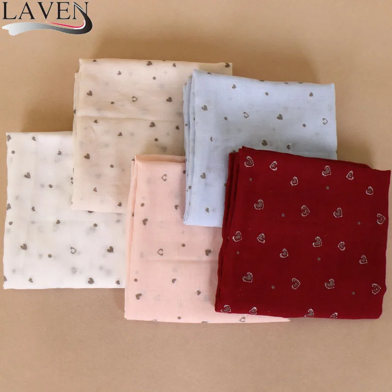 

Laven Women glitter scarf printe peach heart shawls design muslim hijab long headband spring scarves/scarf 180*90cm 6 color