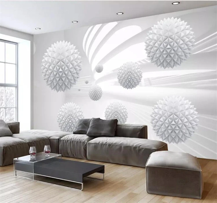 3D Modern White Balls Art Space Wall Mural Wallpaper Living Room Bedroom Lounge