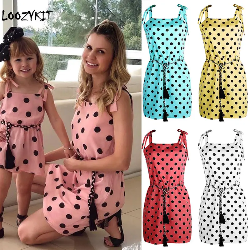 

Loozykit Polka Dot Sleeveless Mother and daughter Matching Dresses Family Look mommy and me Clothes mom Kids Girl Dress Clothing
