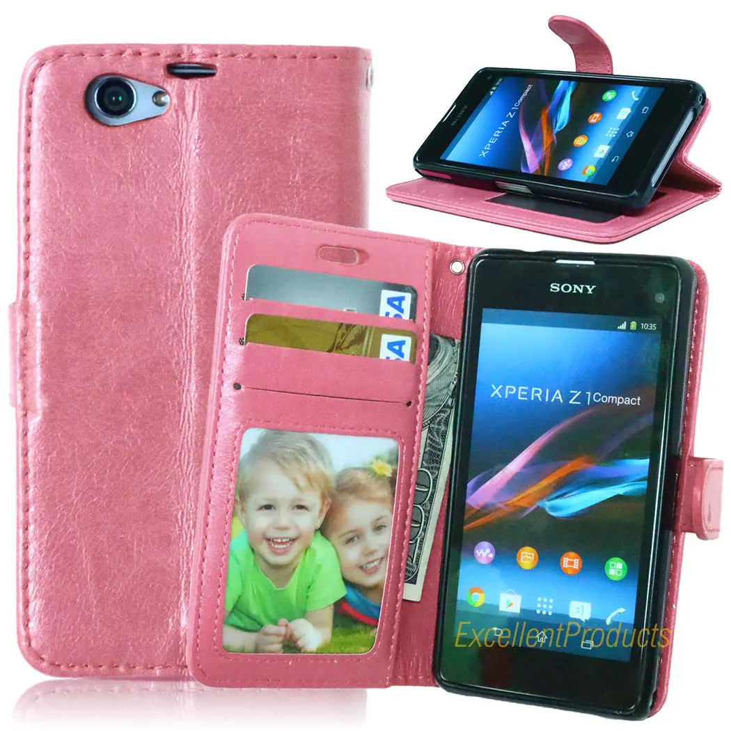 Чехол книжка для sony Z1 Compact чехол телефона кошелек стильный кожаный с функцией