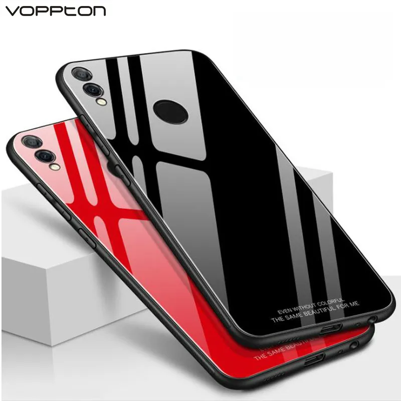 Voppton for Huawei Honor 8x Max Case 7.12 inch Luxury Glossy Tempered Glass Hard Back Phone Cover For funda |