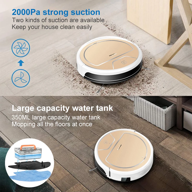 2019 NEW Robotic Vacuum cleaner Electronic water tank 2000Pa suctionIntelligent navigation APP control Dry and wet