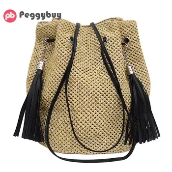 

Casual Small Straw Bags Fashion Women Straw Weave Crossbody Bags Tassel Messenger Shoulder Packs Handbag Bolso Female Beach Bag