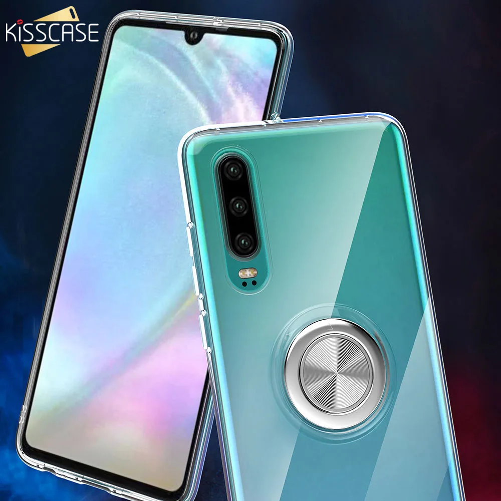 KISSCASE Crystal Diamond Ring Holder Case For Huawei Mate 20 Lite P30 TPU Transparent P20 30 Honor V20 |