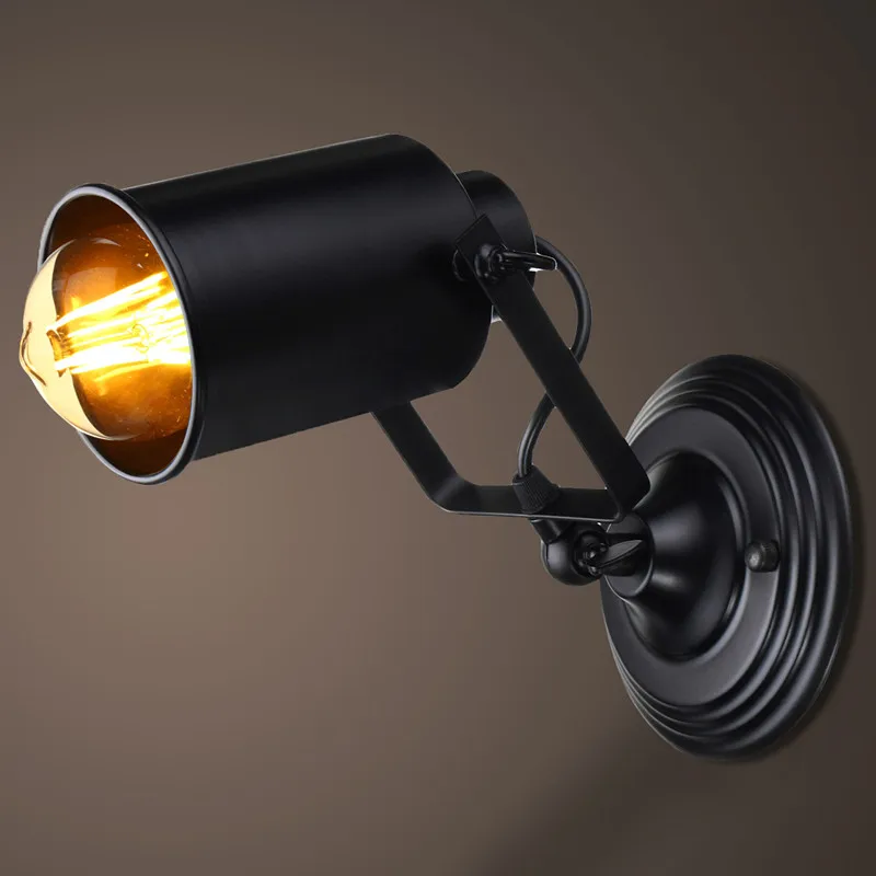 

E27 Retro Wall Lamp Bowl Shaped Iron Shell Spot Light Two Core Wire 110-220V General Wall Light For Home Office Decor