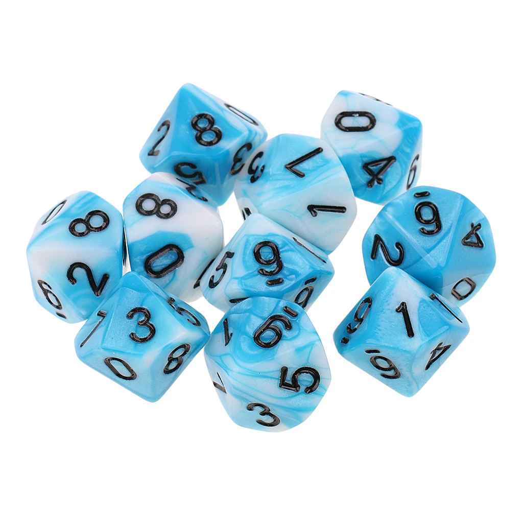 Perfeclan 10pcs 10 Sided D10 Polyhedral Dice Double Color for DND RPG MTG Board Game Accessories Double Colors Dice