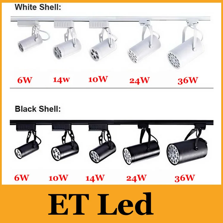 

Black/White Shell 6W 10W 14W 24W 36W Led Track Lights 60 Angle Warm/Natural/Cool White Led Ceiling Spot Light AC 85-265V CE ROHS