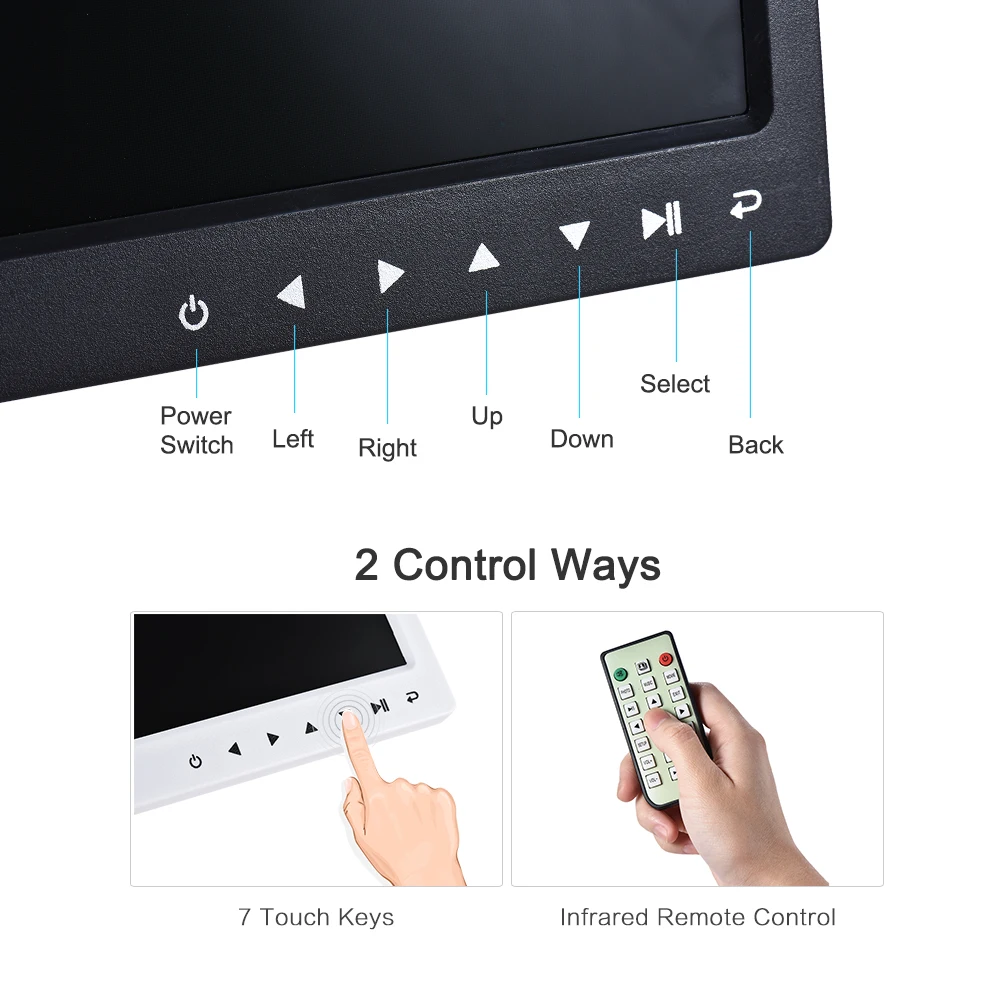 Andoer светодиодный экран с цифровой фоторамкой, настольный альбом, дисплей изображения с инфракрасным пультом дистанционного управления, 7 сенсорных клавиш с Detchable Stent