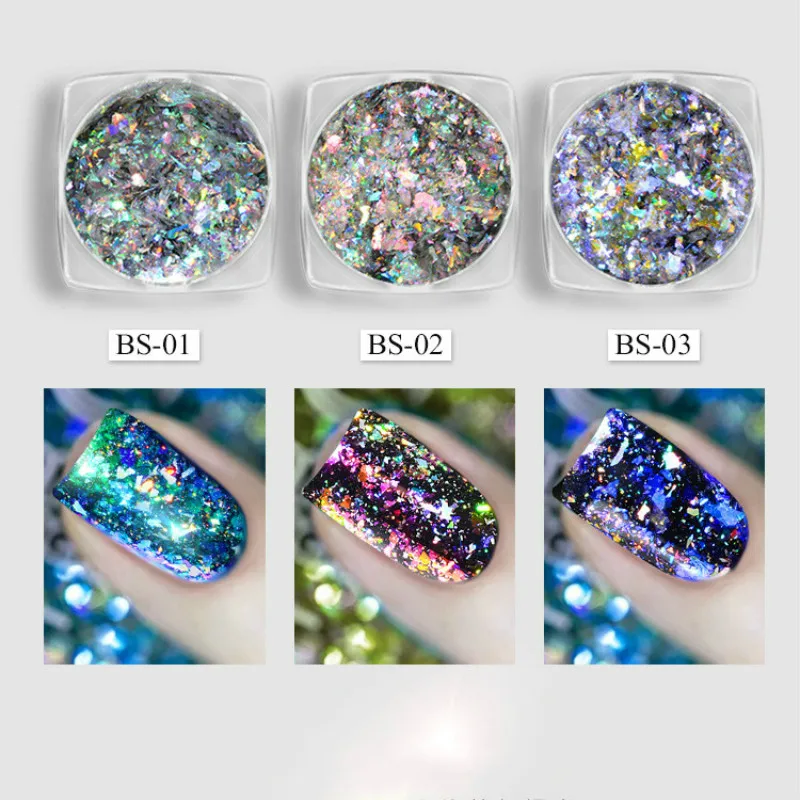 

New Aurora Laser Chameleon Mirror Pink Fantasy Coarse Sequins for Nail Ornaments