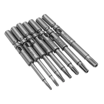 

BROPPE 7Pcs T6-T20 Torx Magnetic S2 Steel Screwdriver Bit Set 5mm Round Shank Electric Screwdriver Bits Hand Tools
