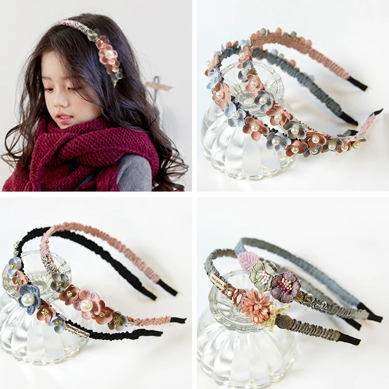 

Korean Flower Headband For Girls Rhinestone Crown Hairbands High Quality Women Girls Hair Accessories Party Handmade Jewelry