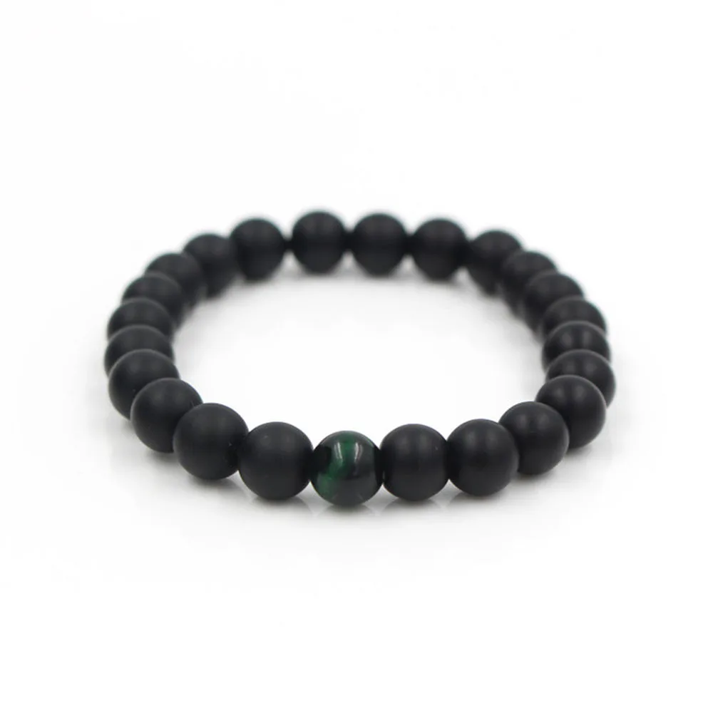 Украшения натуральное черное покрытие зеленый тигр браслет Глазные яблоки лаконичный Джокер бусины Энергетический Браслет