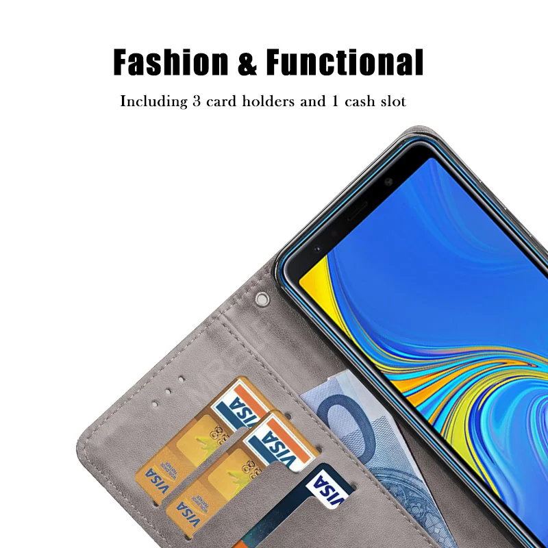 Чехол бумажник MRELF для Samsung Galaxy A7 2018 кожаный чехол Datura на телефон откидной