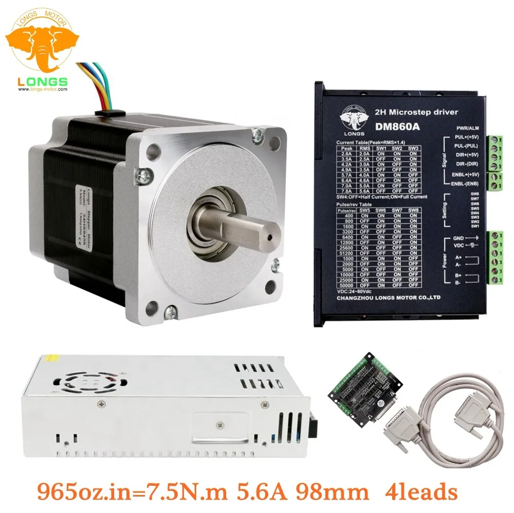 

Free shiping US/EU Stepper Motor 1Axis Nema34 965oz.in 7.5N.m 5.6A Driver DM860A High Torque&Controller Board CNC Router