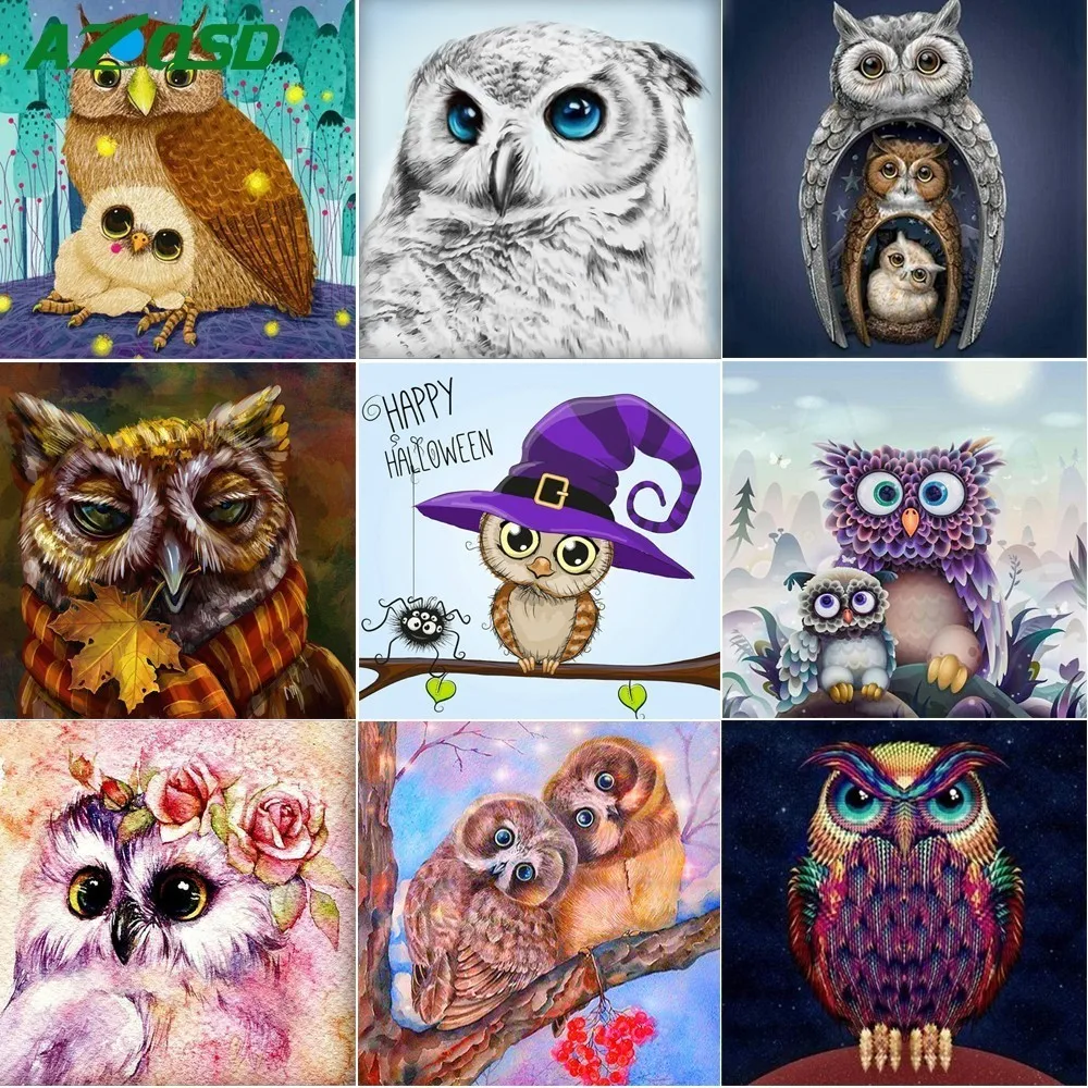 

AZQSD Diamond Painting Cartoon Owl 5d Diy Diamond Embroidery Children's Gift Full Square Diamond Mosaic Needlework Crafts Gift