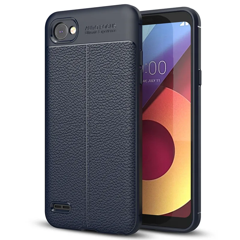 

For LG Q6 Case Luxury Leather Grain Silicone Phone Bag Case Full Protection Shockproof Matte TPU Case Cover For LG Q6 Q7 G6 G7