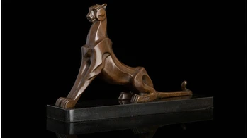 

Art Deco Sculpture Jaguar Leopard Abstract Animal Bronze Statue Signed
