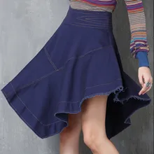 Для женщин юбка sipaiya осень-зима хлопок saias Асимметричный джинсовая юбка Винтаж юбка женский элегантный saias x2215