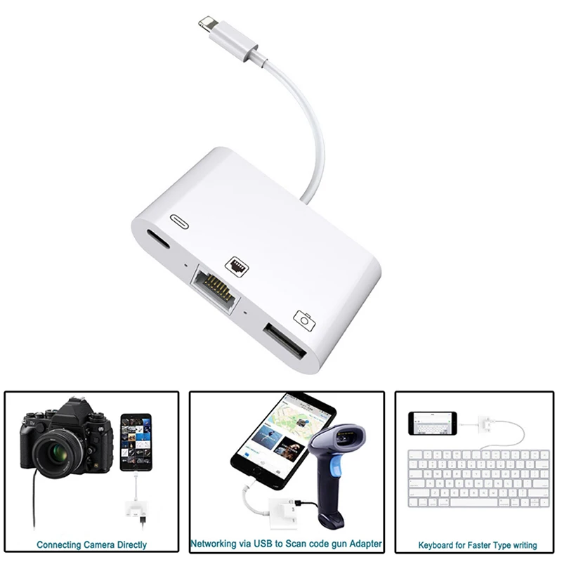 

For Lightning To RJ45 Ethernet LAN Wired Network For IPhone/iPad All Series With Charging And USB 3 Camera Reader Port Adapter