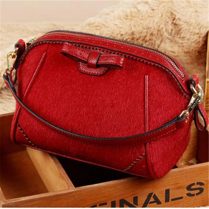

European New Fashion Women bag Retro Version Large Capacity Plush Shoulder Bags Solid Color Bow Shell Bag Messenger Bags