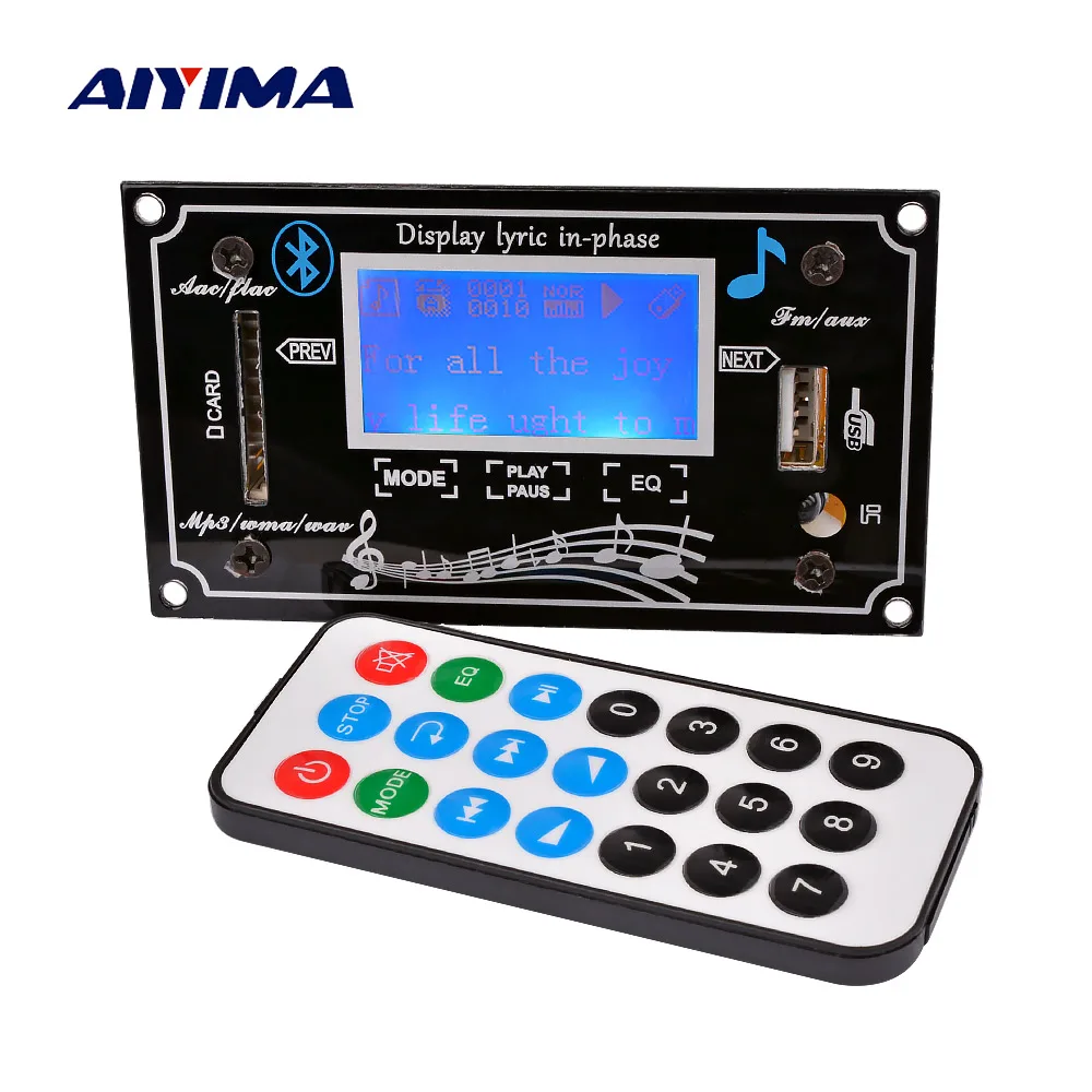AIYIMA Многофункциональный сенсорный экран декодирование Bluetooth FLAC без потерь MP3 декодер с FM Запись DIY для усилителей домашнего кинотеатра
