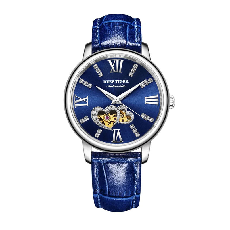 Reef Tiger/RT лучший бренд класса люкс Женские часы автоматические Модные часы Lover Подарочный розово-золотой красный часы Relogio Feminino RGA1580 - Цвет: RGA1580-YLL