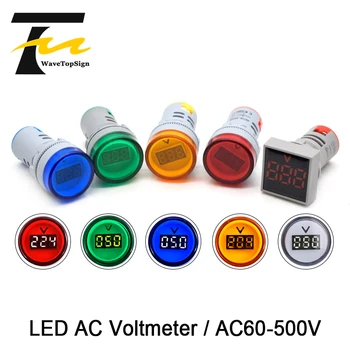 

22mm LED Digital Display Gauge Volt Voltage Meter Indicator Signal Lamp Voltmeter Lights Tester Combo Measuring Range 60-500V AC
