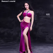 Женская роскошная одежда для танца живота Элегантные камни платье для танца живота девушки танец живота одежда бархатное платье для танца живота M, L