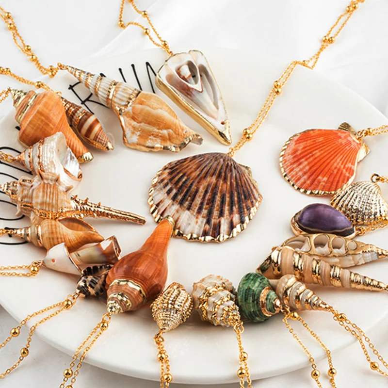 20 Стили Seashell Подвески Первоначальное Ожерелье женский Заявление Ювелирные