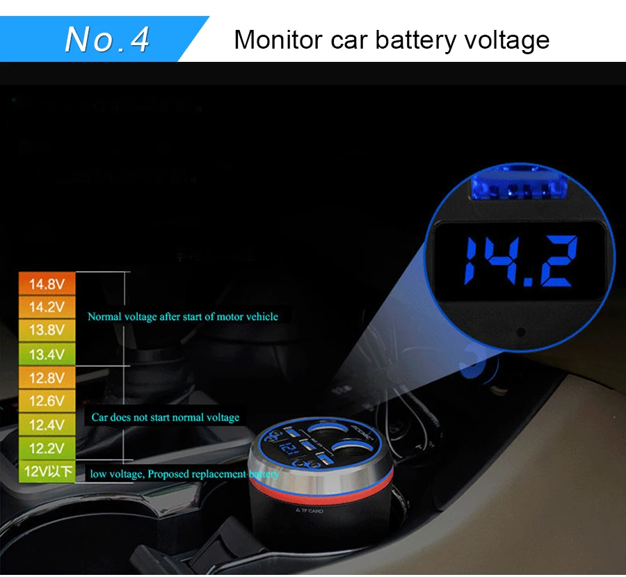 ACCNIC TF/Micro sd-карта музыка MP3 плеер громкой связи Bluetooth Car Kit fm-передатчик прикуривателя адаптер 3 USB Автомобильное Зарядное устройство