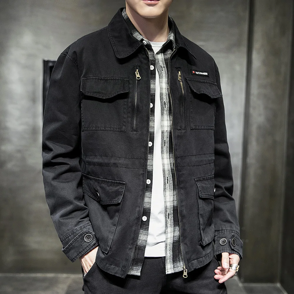 Jaqueta Masculina 2019 Men's Casual Jacket Male Turn-down Collar Coat Mens tactical jacket streetwear bomber jacket men M-XXL