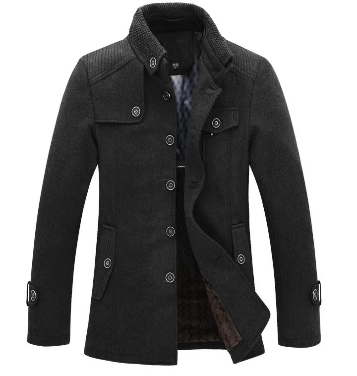 

Genuo New 2019 Winter Men's Wool Jacket Casual Coat Mens Thicken Jackets Men Overcoat Black/Gray Plus Size M-XXXL