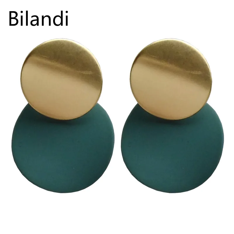 

2019Retro Earrings For Women statement Earrings Simple Red Grey Green Fashion Geometric round Earrings Fashion Jewelry
