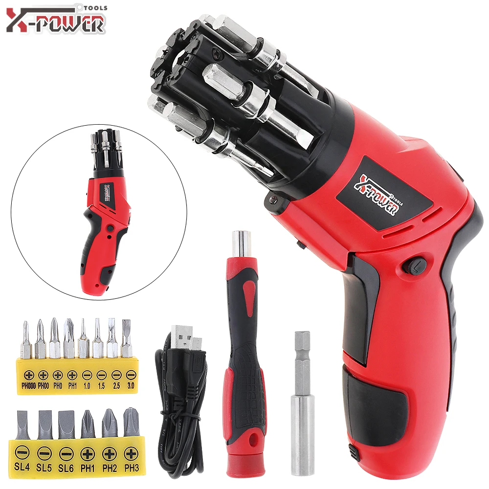 

3.6V USB Plug Lithium Battery Electric Screwdriver with LED Lighting and Two-way Rotating Head for Home Maintenance