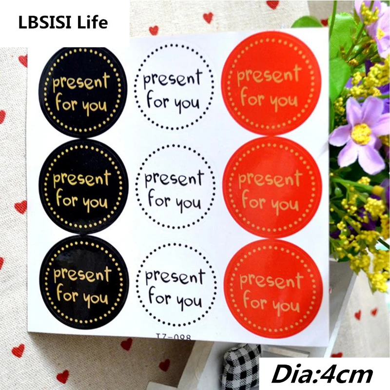 

450pcs 4cm Present For You Food Tags Labels Gift Tag Clear Packing Bag Stickers Birthday Home Decoration Adhesive Paper Sticker