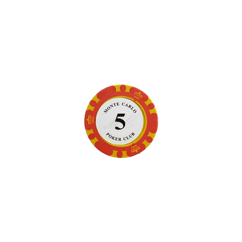 Yernea, 1 шт., игральные карты, чипы, 14 г, глина, встроенные железные тапперы, Техасский Холдем, игральные чипы, карты для покера, Baccarat, монета, покер, звезда - Цвет: 5 face value