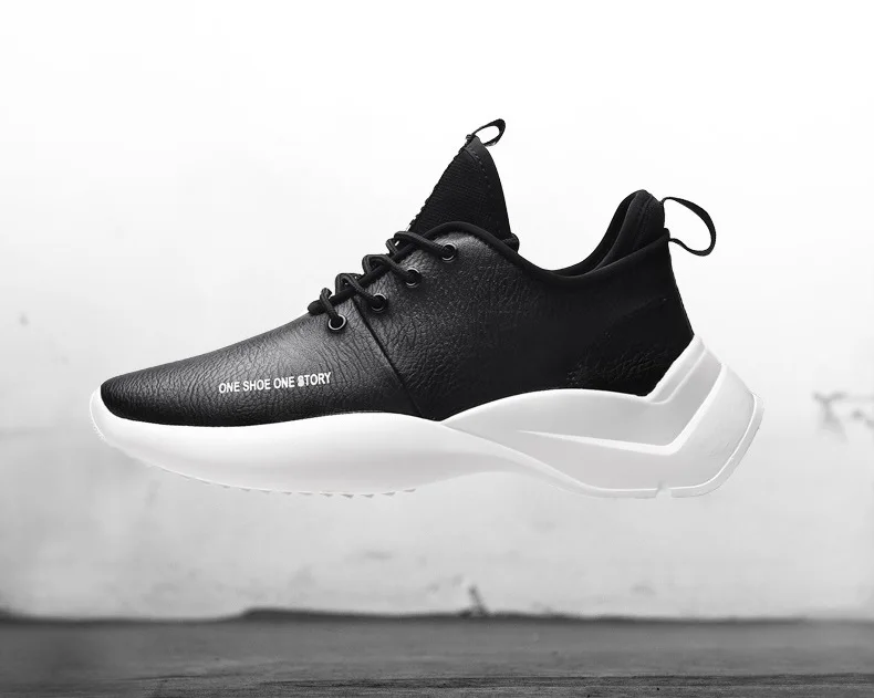 New Spring Autumn Man Walking Shoes Leather Breathable Korean Waterproof Student Damping Wear-resistant Running Shoes for Male (1)