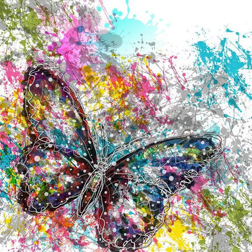 

FUYUN 5D Diy Diamond Painting Cross-stitch Colorful Butterfly 3D Diamond Mosaic Round Rhinestone picture Embroidery animal Decor