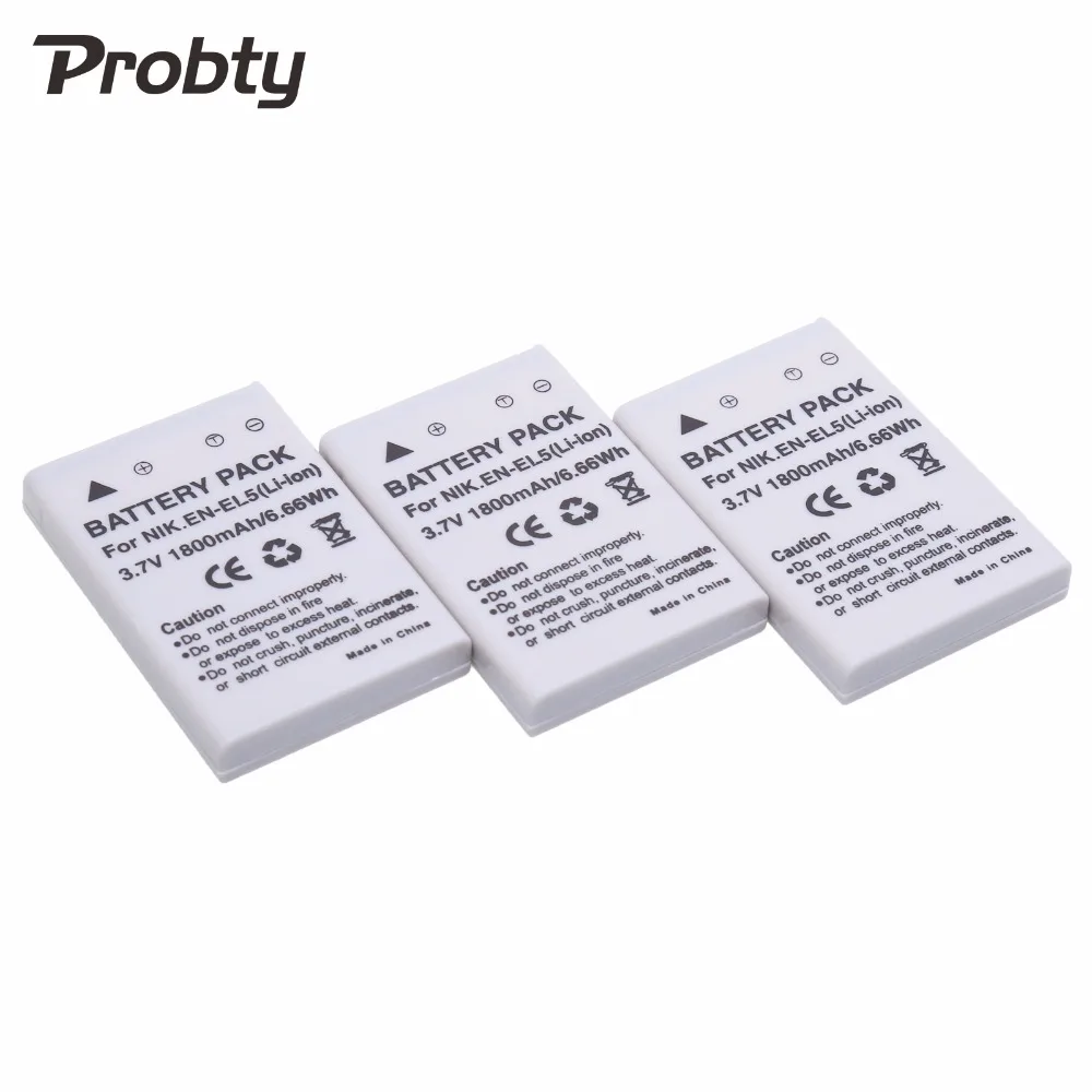 Probty 3Pcs En-El5 En El5 Enel5 Batteria Ricaricabile Per Nikon Coolpix 3700 4200 5200 7900 P3 P4 P6000 P530 S10 Fotocamera Digitale