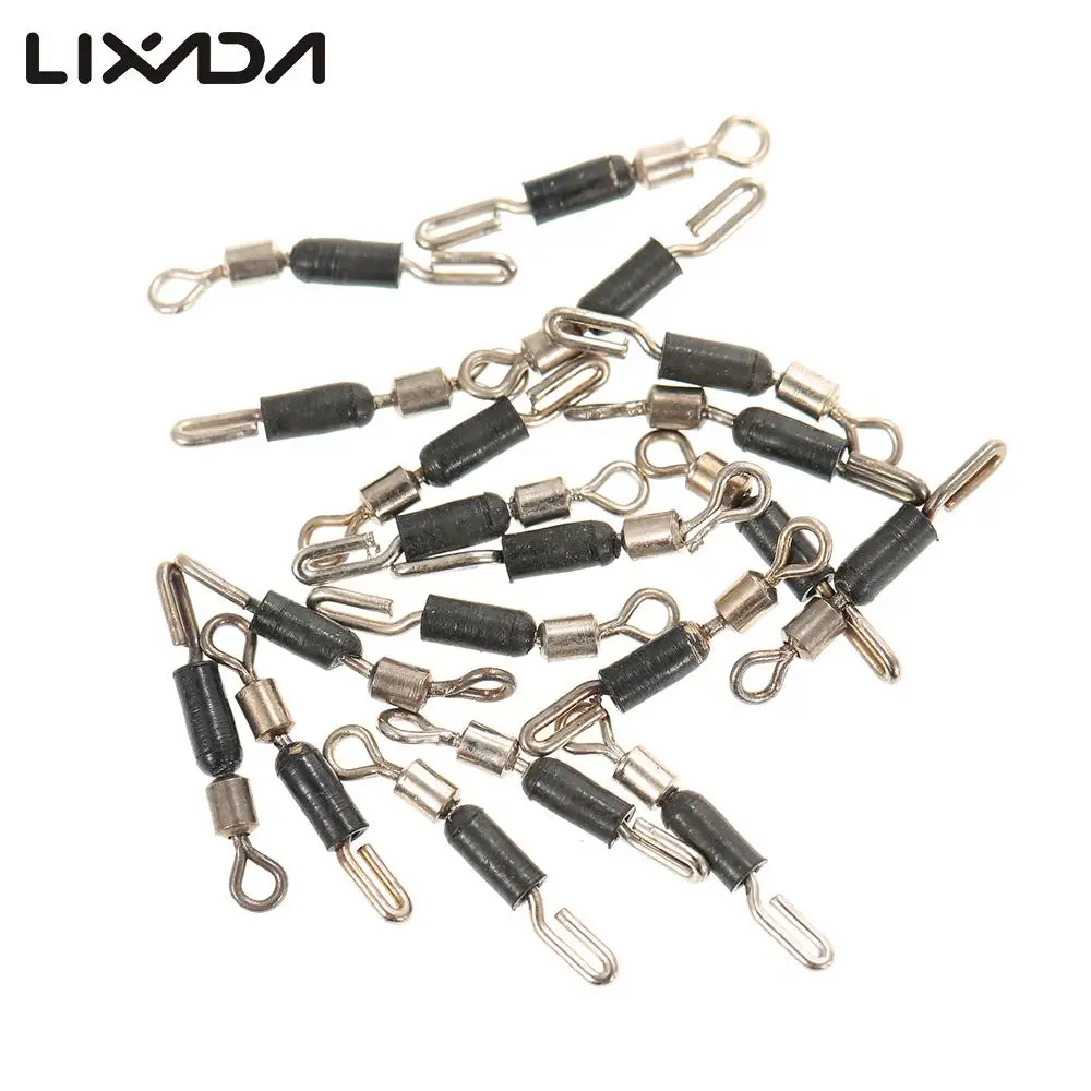 

20pcs Fishing Swivels Line to Hook Connectors Rolling Swivels Quick Fast Link Connector with Rubber Hose Fishing Tackle