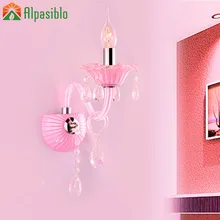 Розовое детское роскошное настенное бра, светильник ing, Европейский бра, настенный светильник, зеркальный передний светильник, прикроватный хрустальный светильник, настенный светильник для спальни