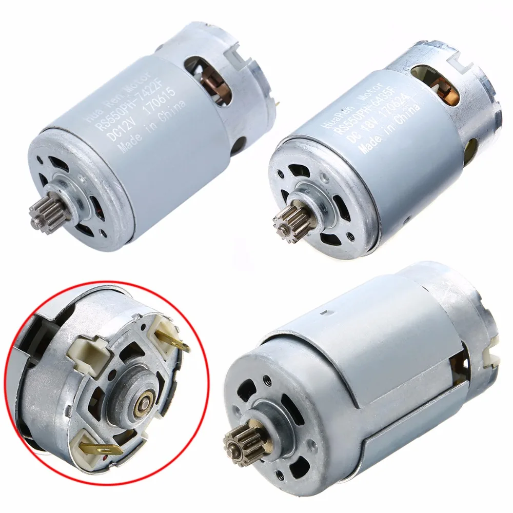 Mayitr Durable Electric RS550 Motor 12 Teeth Gear 12V 14.4V 18V Carbon Brush Cordless Drill Motors 3mm Shaft Dia. 57mm Length rs 775 dc electric 775 motor for drill 12v 24v 80w 150w 288w brush dc motors rs 775 lawn mower motor with two ball bearing