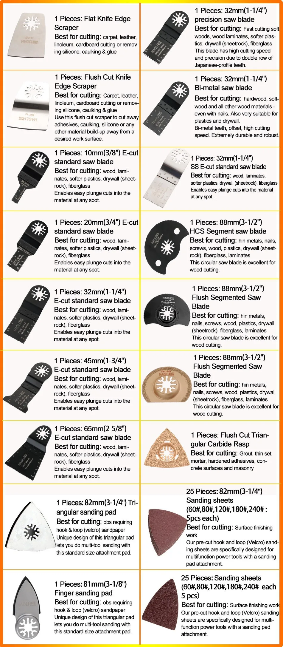 Ceny Popularne 66 sztuk wielofunkcyjne narzędzie oscylacyjne brzeszczoty do pił do renowacji elektronarzędzi jako fein multimaster, Dremel, elektronarzędzia akcesoria