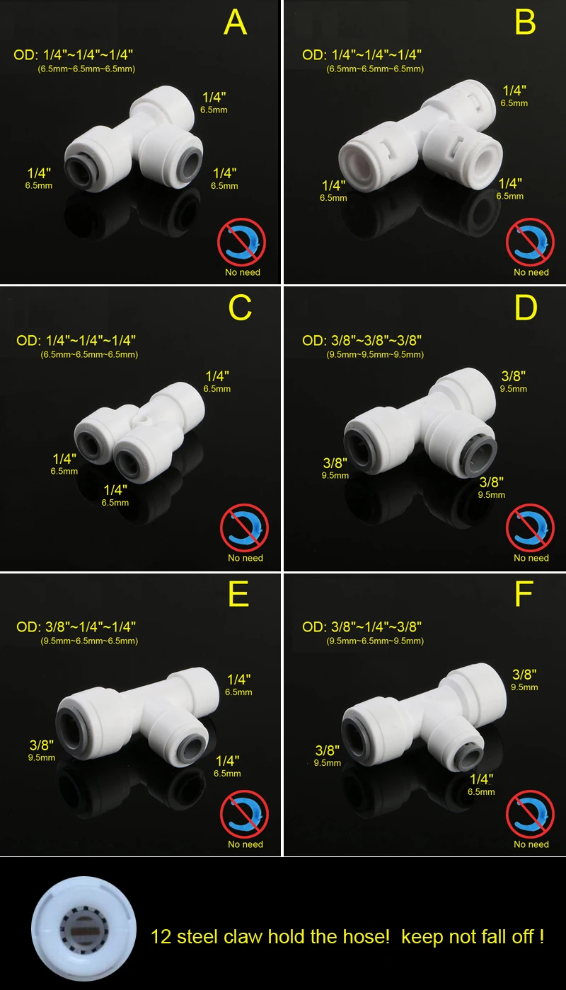Пластиковый быстрый фитинг тройник соединитель трубы фитинг Т Тип 1/" 3/8" OD шланг одинаковое соединение тройник RO воды